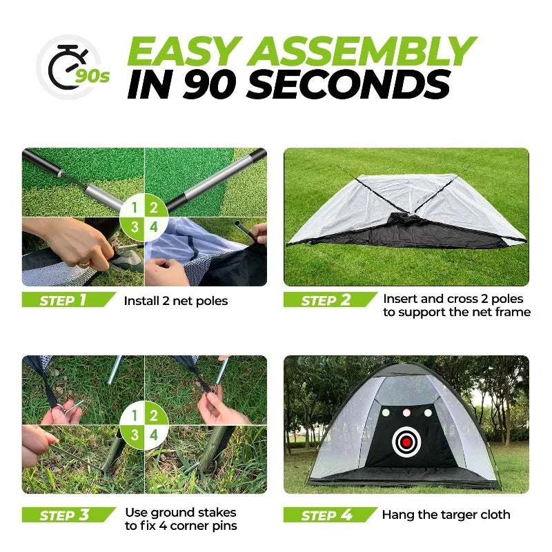 Portable Golf Practice Net with Hitting Mat - Complete Training Set