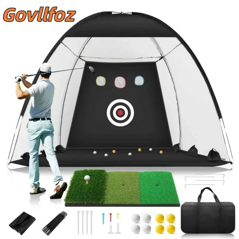 Portable Golf Practice Net with Hitting Mat - Complete Training Set