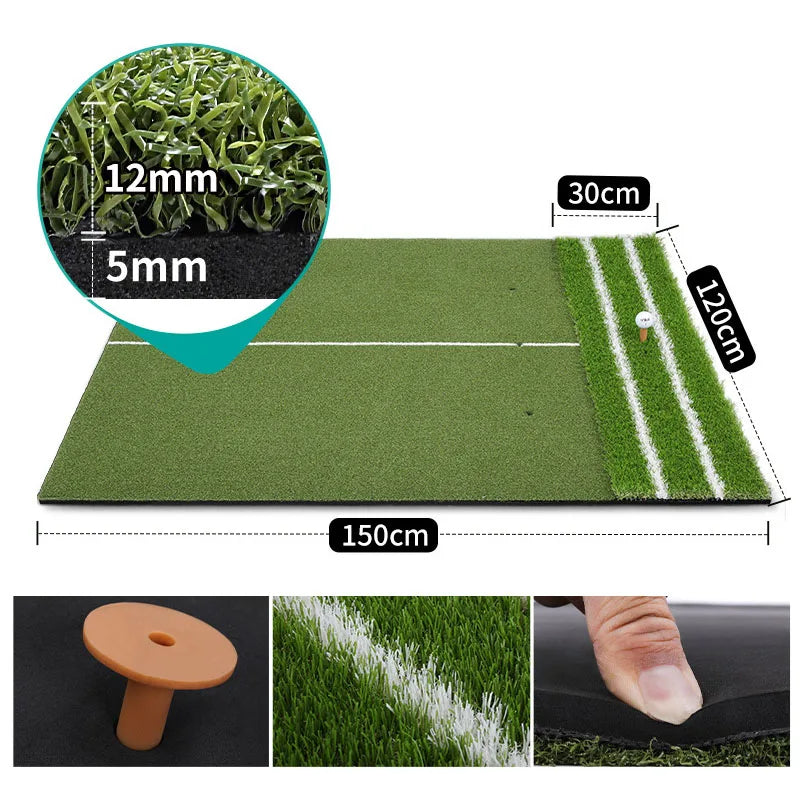 PGM Golf Strike Mat 1.2x1.5m - Alignment Guide Swing Pad