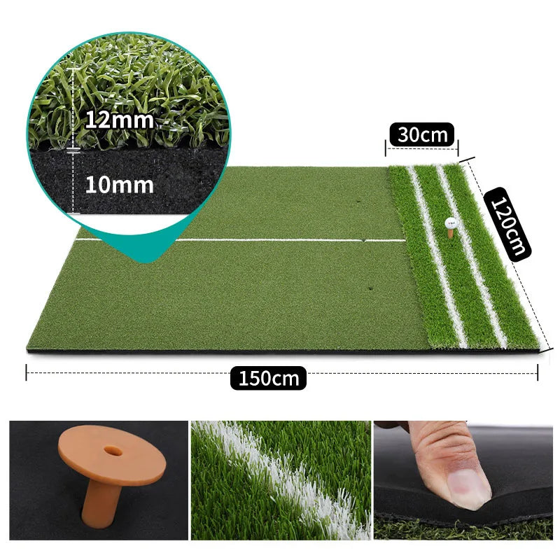 PGM Golf Strike Mat 1.2x1.5m - Alignment Guide Swing Pad