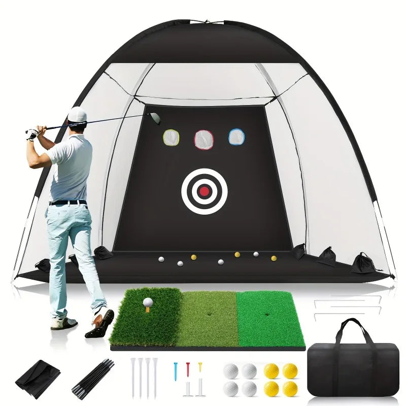 Portable Golf Practice Net with Hitting Mat - Complete Training Set